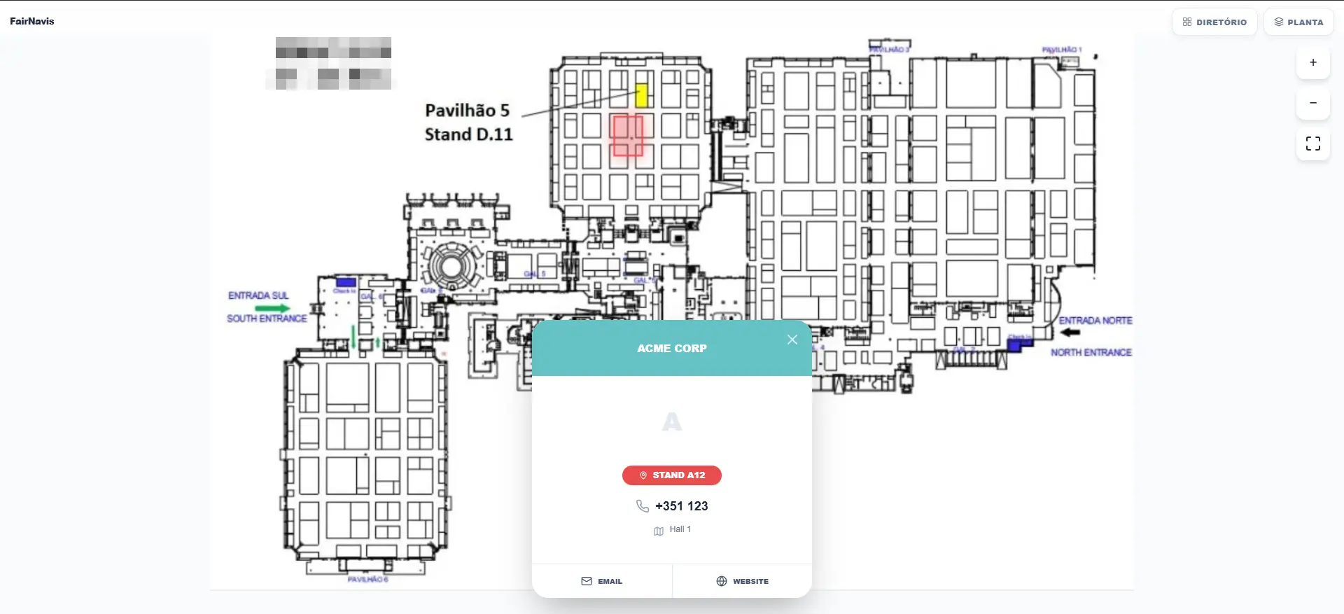 Mapa interativo de stands FairNavis